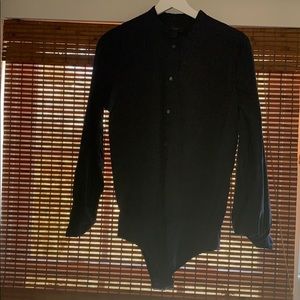 Navy blouse/button down body suit